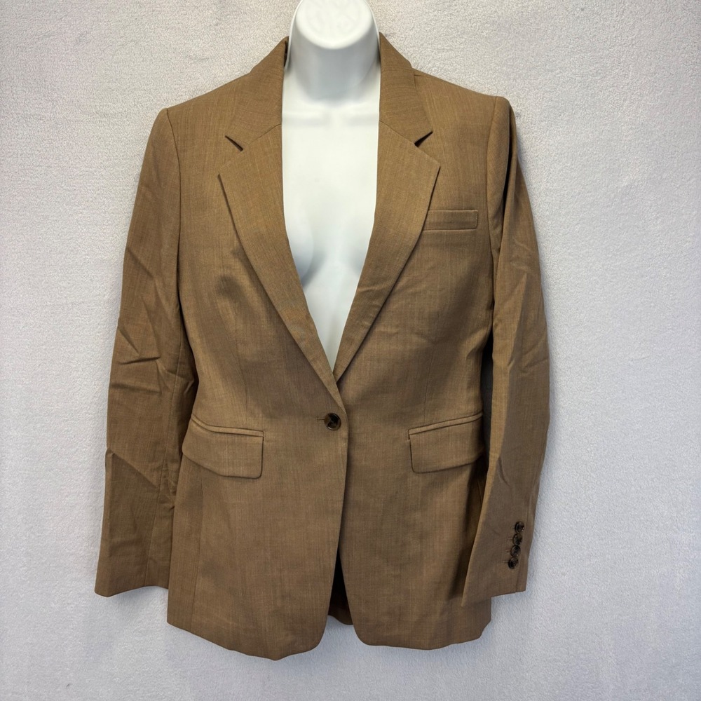 Banana Republic Slim Italian Wool Blazer Womens 4 Brown Quiet Luxury Fall 444943